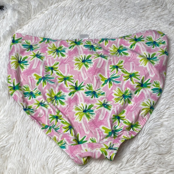 Crown & Ivy Pink Green Palm Tree High Waisted Bikini Swim Bottoms Size XL - Picture 8 of 9